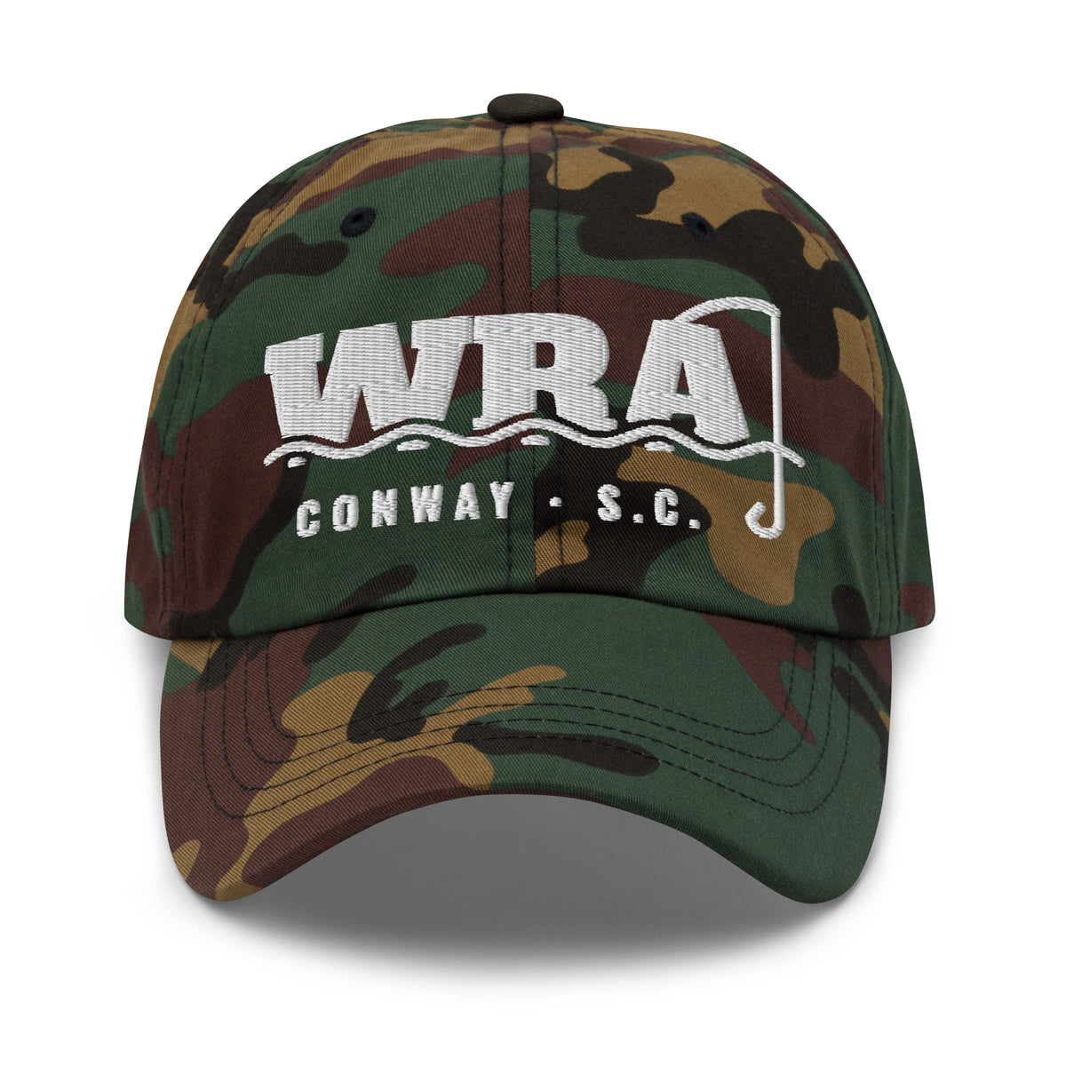 Waccamaw River Camo Dad Hat, Green Camo, front