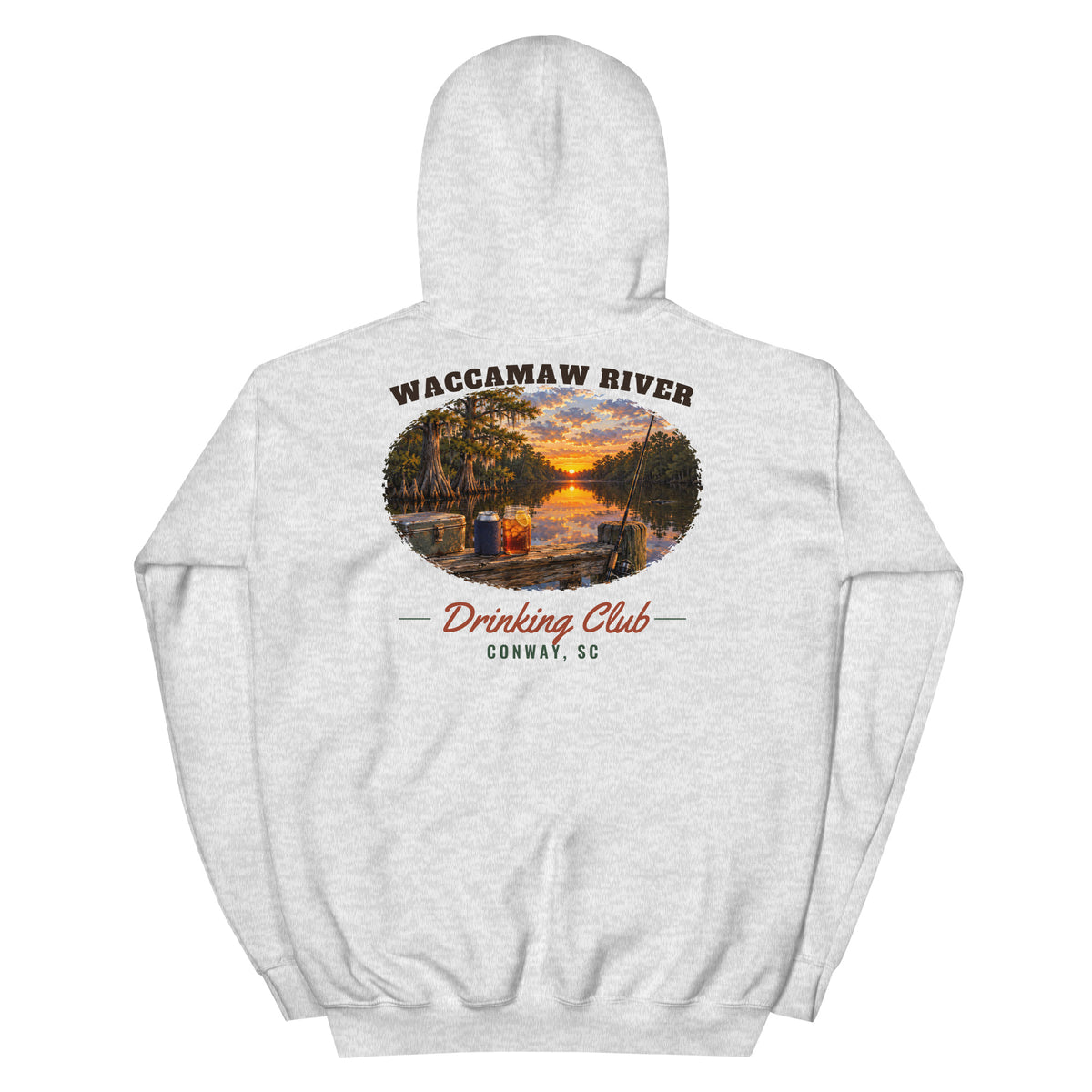Waccamaw River Drinking Club Hoodie, Ash, back
