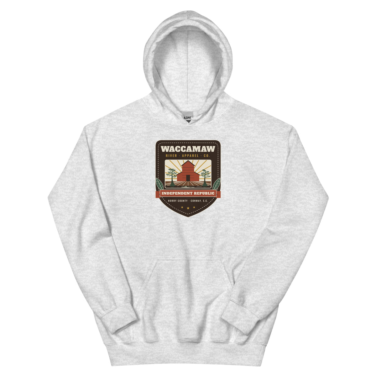 Waccamaw River Independent Republic Hoodie, Ash, front
