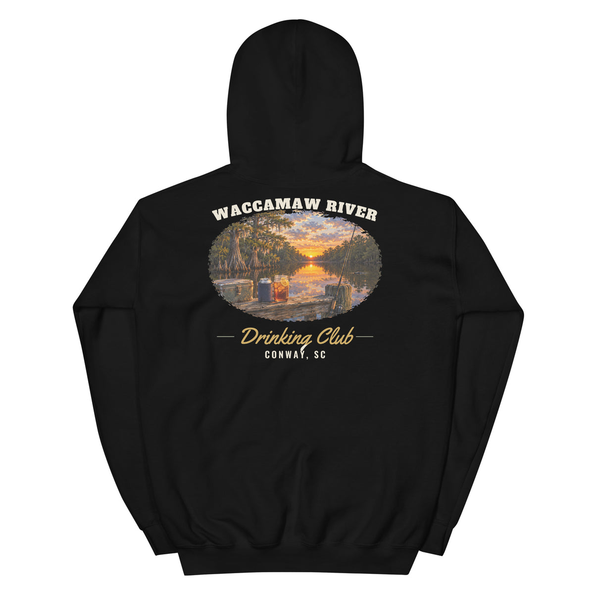 Waccamaw River Drinking Club Hoodie, Black, back