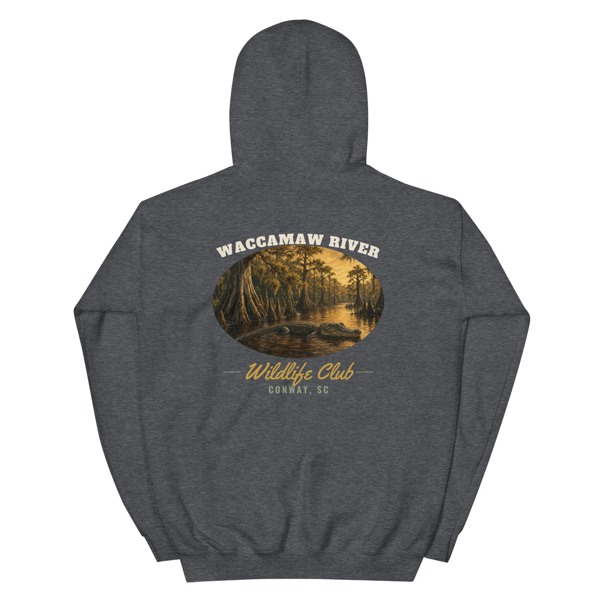 Waccamaw River Wildlife Club Hoodie, Dark Heather, back