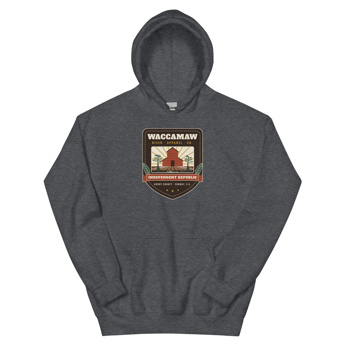 Waccamaw River Independent Republic Hoodie, Dark Heather, front