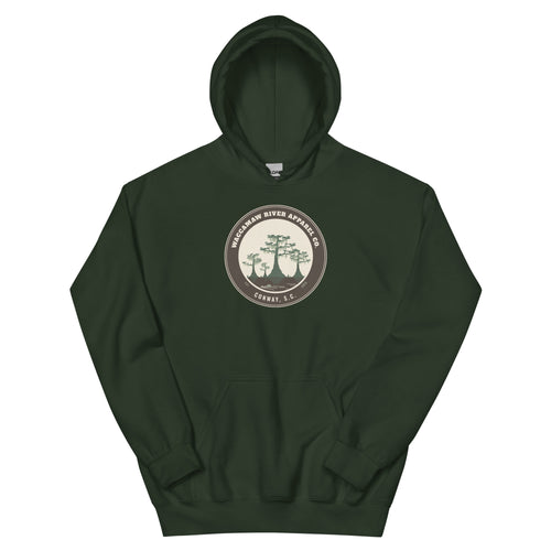Waccamaw River Circle Badge Hoodie, Forest Green, front
