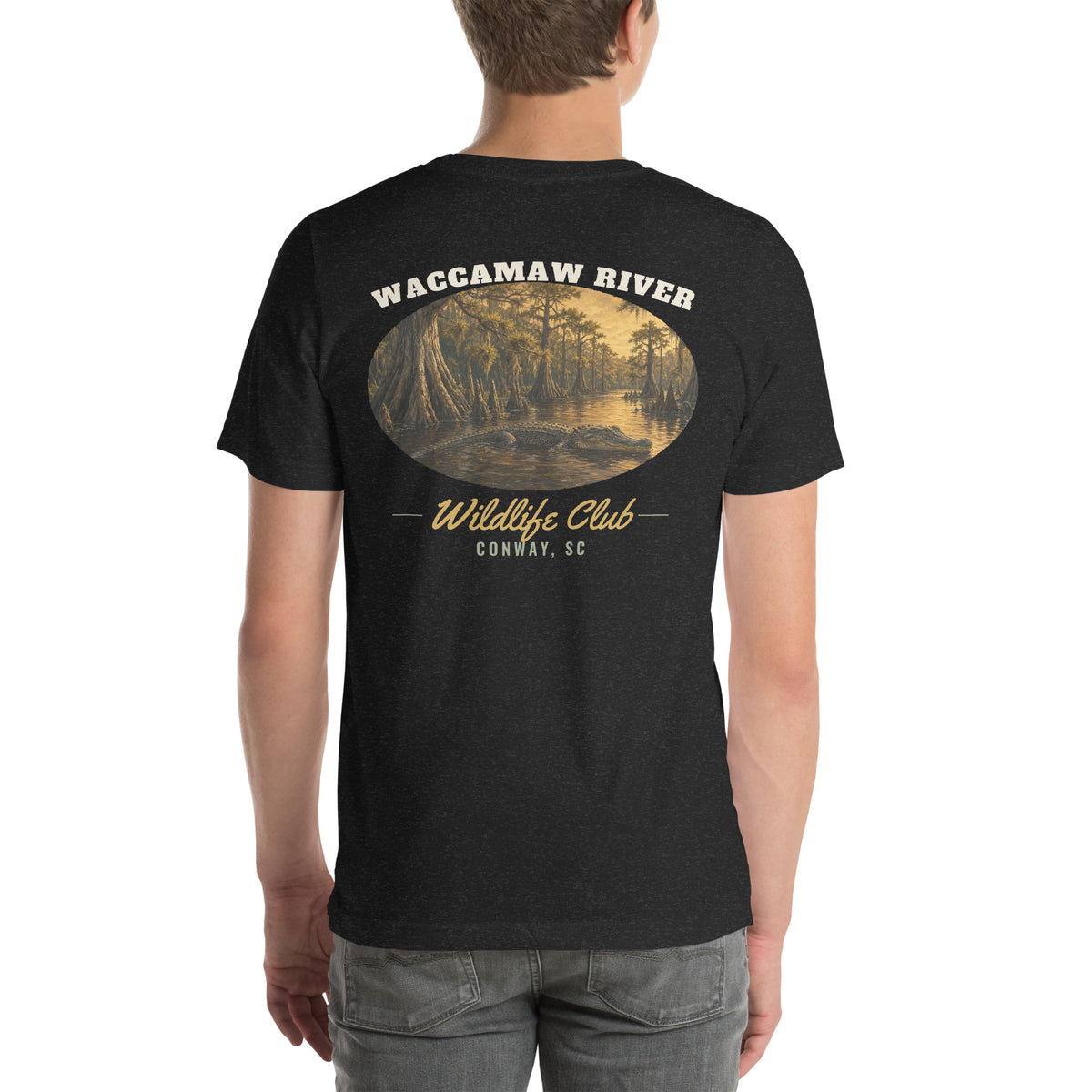 Waccamaw River Wildlife Club Tee, Black Heather, back