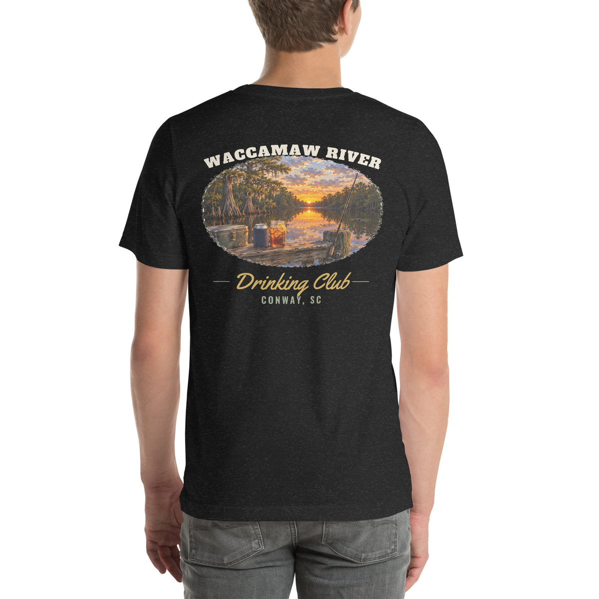 Waccamaw River Drinking Club Tee, Black Heather, back