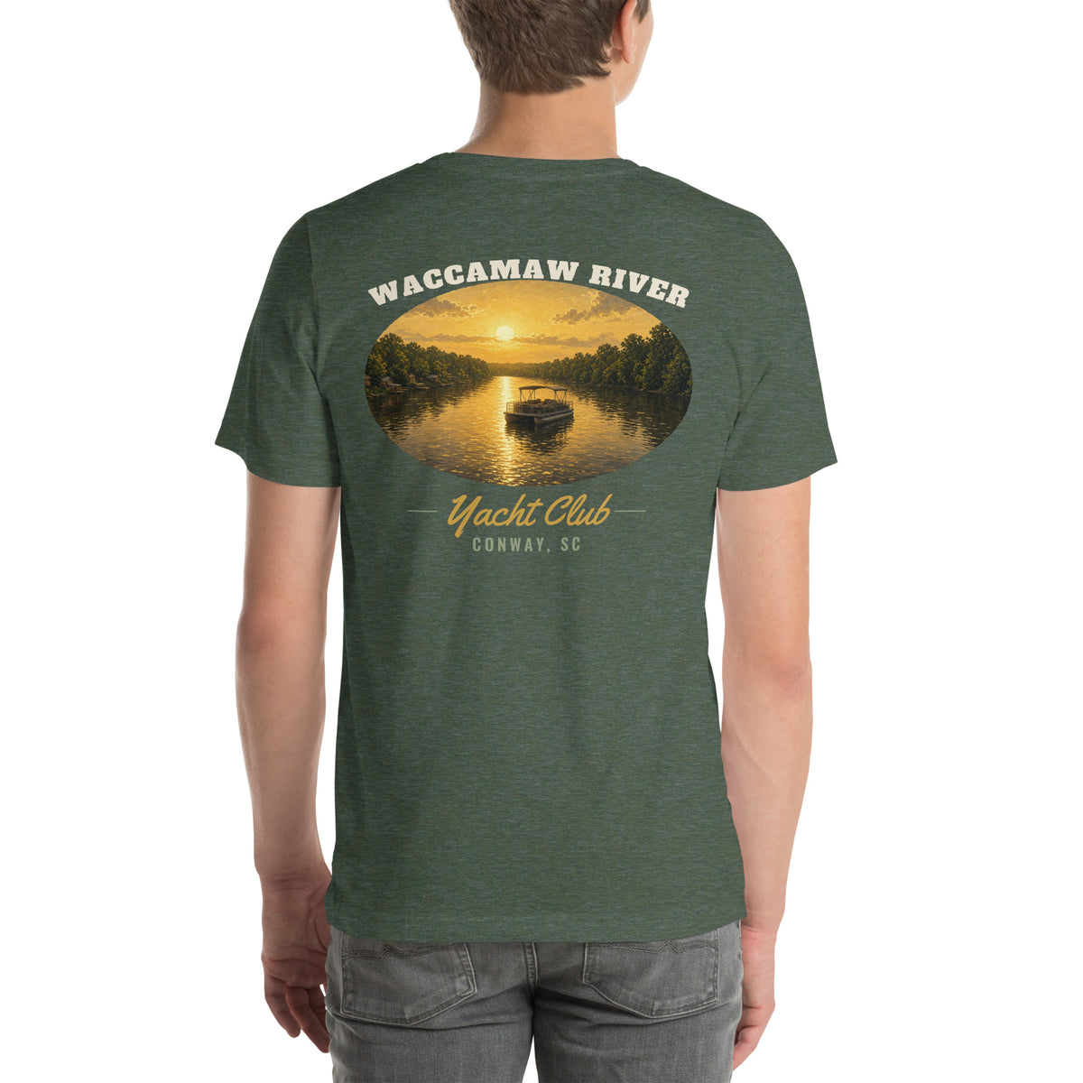 Waccamaw River Yacht Club Tee, Heather Forest, back