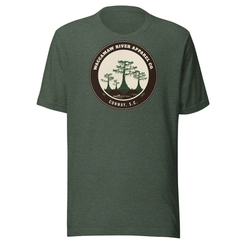 Waccamaw River Circle Badge Tee, Heather Forest, front