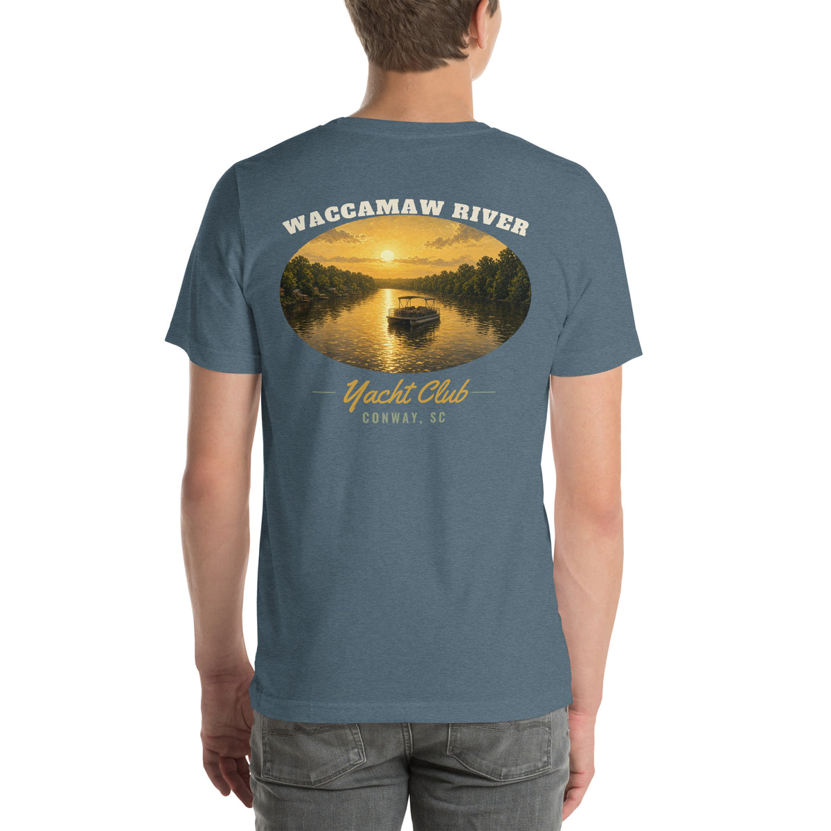 Waccamaw River Yacht Club Tee, Heather Slate, back