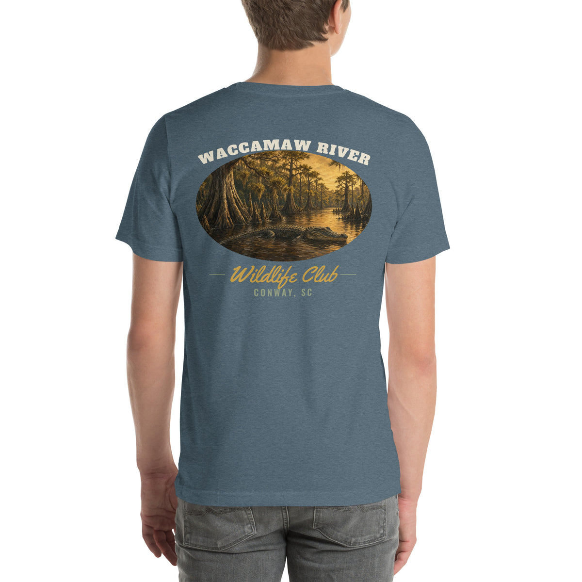 Waccamaw River Wildlife Club Tee, Heather Slate, back