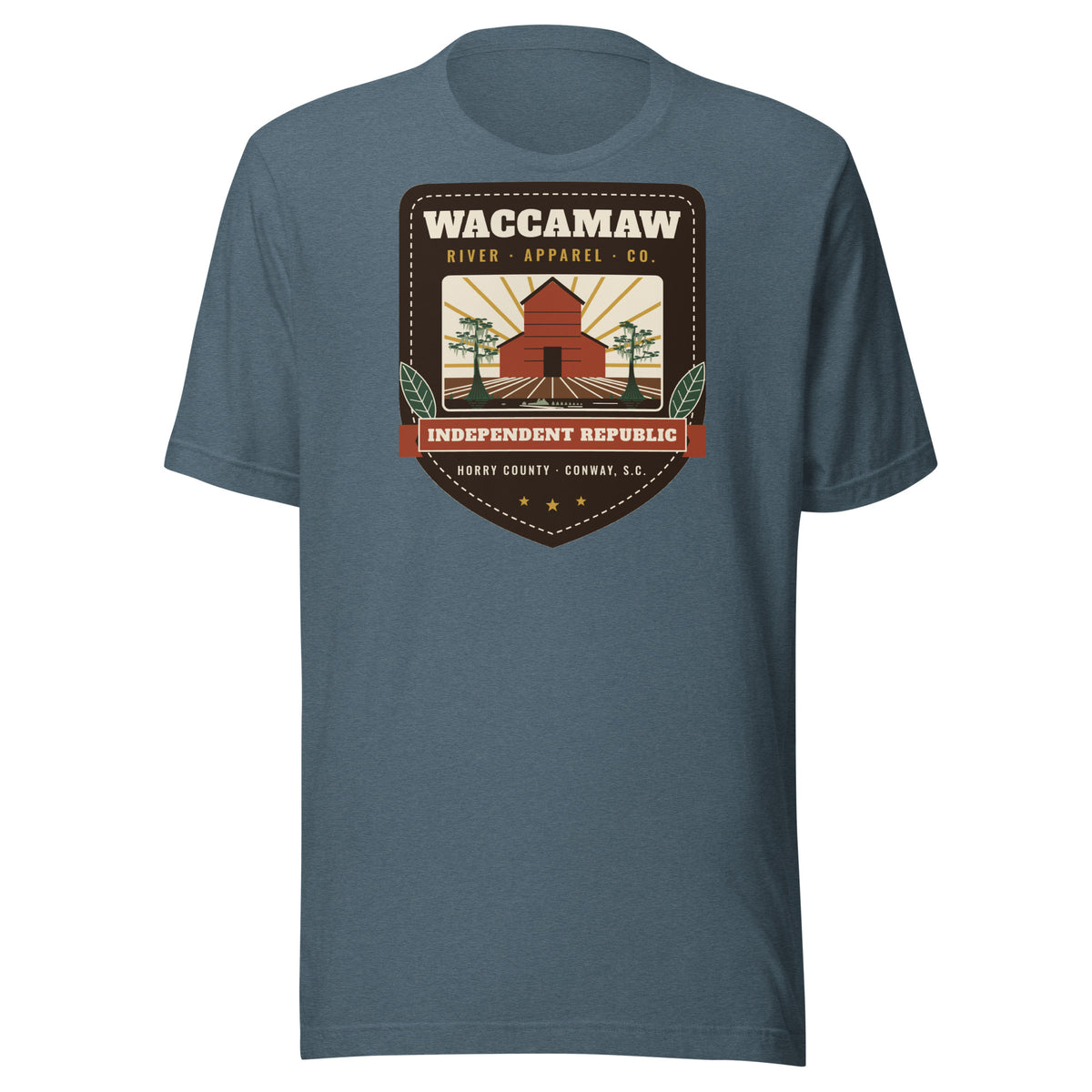 Waccamaw River Independent Republic Tee, Heather Slate, front