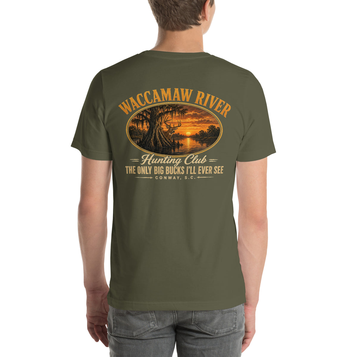 Waccamaw River Hunting Club Tee, Military Green, back