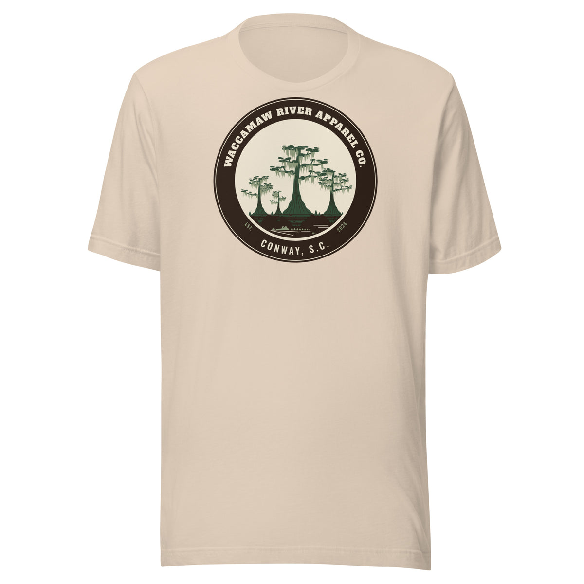 Waccamaw River Circle Badge Tee, Soft Cream, front