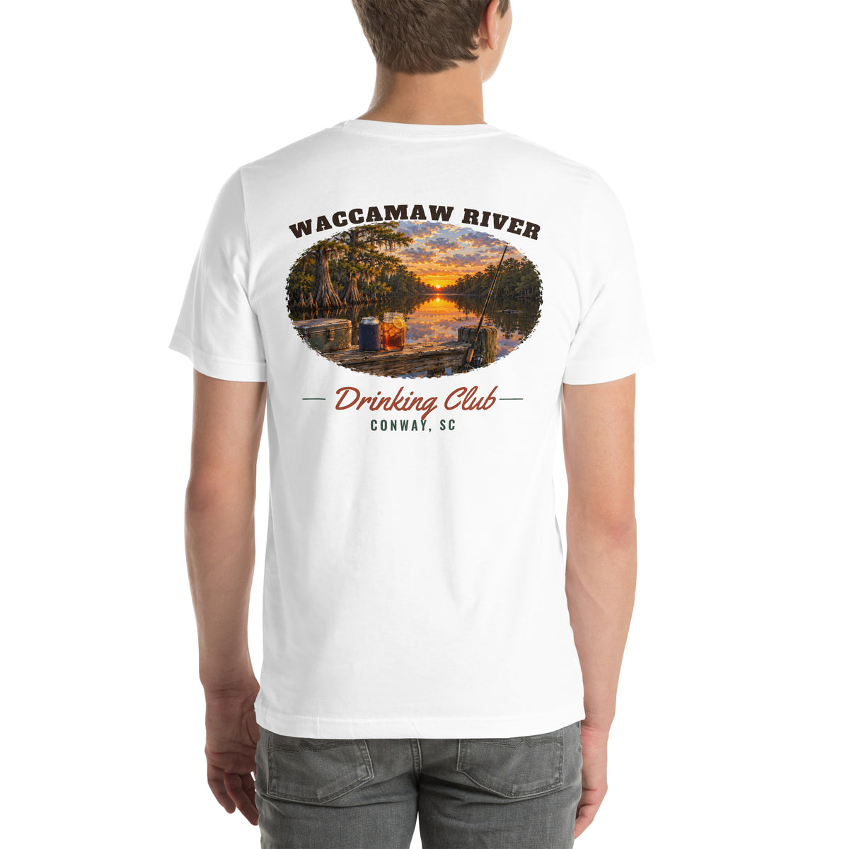 Waccamaw River Drinking Club Tee, White, back