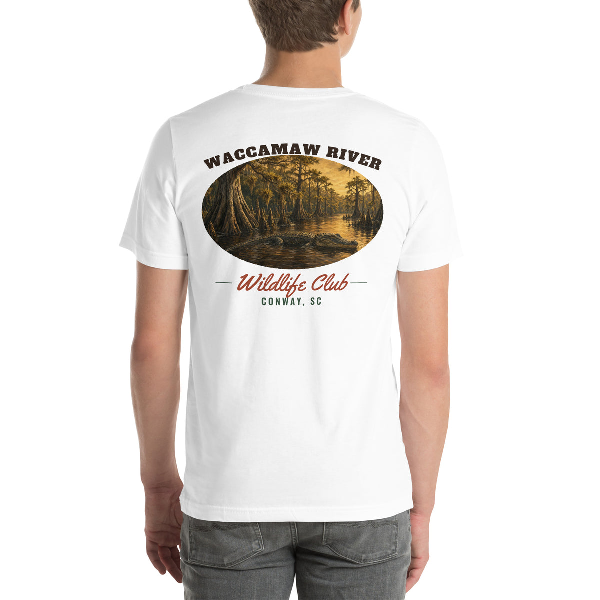 Waccamaw River Wildlife Club Tee, White, back